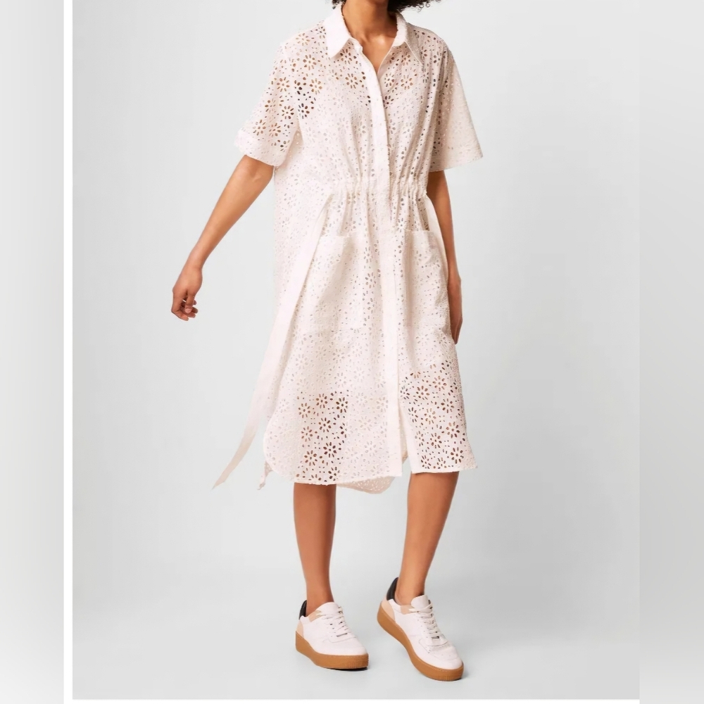 FRENCH CONNECTION Eyelet Agee Broderie Anglaise Shirt Dress Size M